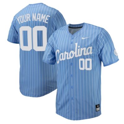Custom North Carolina Tar Heels Baseball Carolina Blue Pinstripe Home Jersey - All Stitched