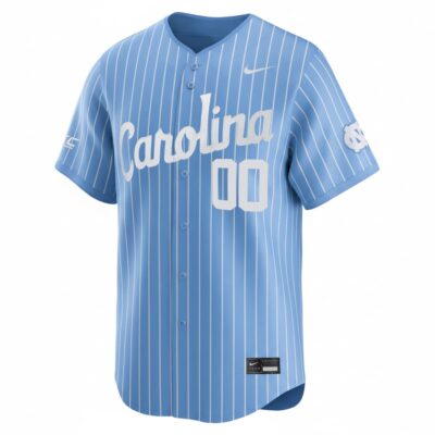 Alternative view of Custom North Carolina Tar Heels Baseball Carolina Blue Pinstripe Home Limited Jersey w/ ACC Patch - All Stitched