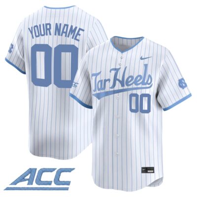 Custom North Carolina Tar Heels Baseball White Away Limited Jersey w/ ACC Patch - All Stitched