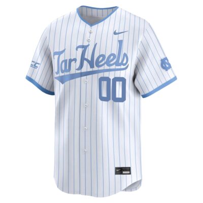 Alternative view of Custom North Carolina Tar Heels Baseball White Away Limited Jersey w/ ACC Patch - All Stitched