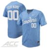 Custom North Carolina Tar Heels Baseball Carolina Blue Pinstripe Home Jersey w/ ACC Patch - All Stitched