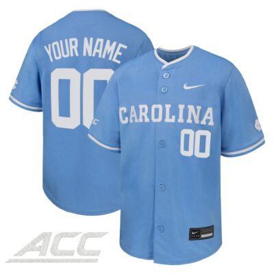 Custom North Carolina Tar Heels Baseball Carolina Blue Alternate Jersey w/ ACC Patch - All Stitched