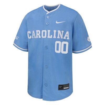Alternative view of Custom North Carolina Tar Heels Baseball Carolina Blue Alternate Jersey w/ ACC Patch - All Stitched