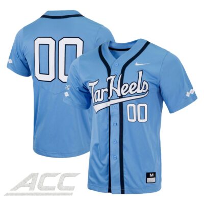 Custom North Carolina Tar Heels Baseball Carolina Blue 2nd Alternate Jersey w/ ACC Patch - All Stitched