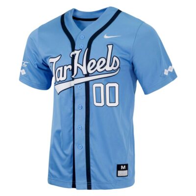 Alternative view of Custom North Carolina Tar Heels Baseball Carolina Blue 2nd Alternate Jersey w/ ACC Patch - All Stitched