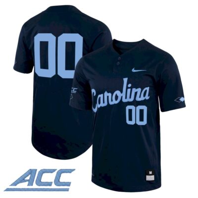 Custom North Carolina Tar Heels Baseball Navy Alternate Jersey w/ ACC Patch - All Stitched