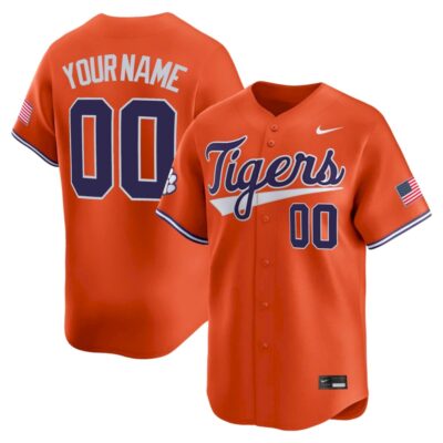 Custom Clemson Tigers Baseball Orange Home Limited Jersey - All Stitched