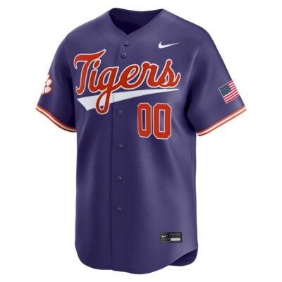 Alternative view of Custom Clemson Tigers Baseball Purple Alternate Limited Jersey - All Stitched