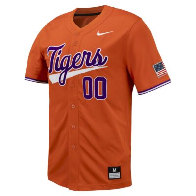 Alternative view of Custom Clemson Tigers Baseball Orange Home Jersey - All Stitched