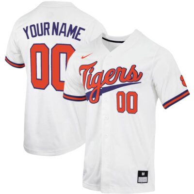Custom Clemson Tigers Baseball White Away Jersey - All Stitched