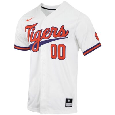 Alternative view of Custom Clemson Tigers Baseball White Away Jersey - All Stitched