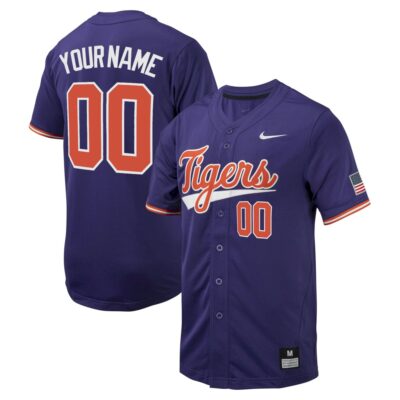 Custom Clemson Tigers Baseball Purple Alternate Jersey - All Stitched