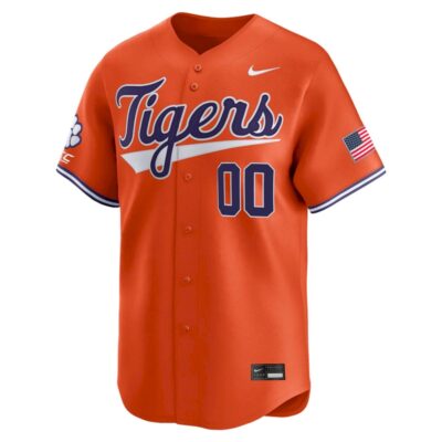 Alternative view of Custom Clemson Tigers Baseball Orange Home Limited Jersey w/ ACC Patch - All Stitched