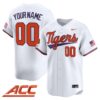 Custom Clemson Tigers Baseball White Away Limited Jersey w/ ACC Patch - All Stitched