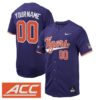 Custom Clemson Tigers Baseball Purple Alternate Jersey w/ ACC Patch - All Stitched