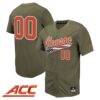 Custom Clemson Tigers Baseball Olive Military Appreciation Jersey w/ ACC Patch - All Stitched