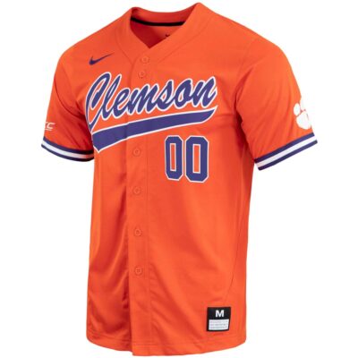 Alternative view of Custom Clemson Tigers Baseball Orange Jersey w/ ACC Patch - All Stitched