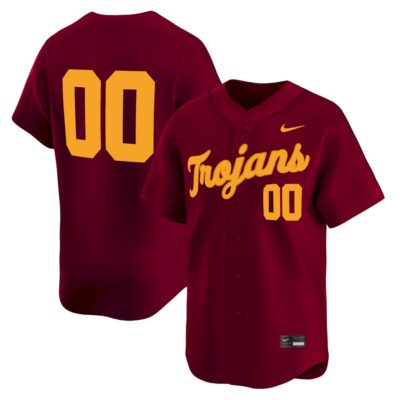 Custom USC Trojans Baseball Cardinal Away Limited Jersey – All Stitched