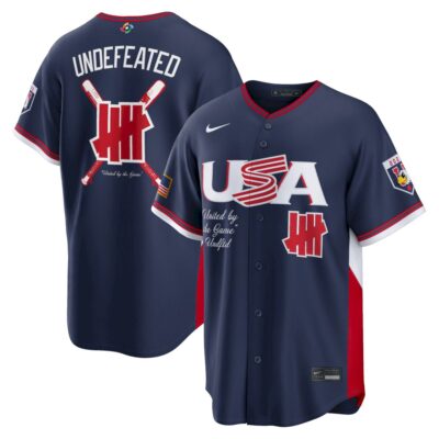 Undefeated USA Baseball 2026 World Baseball Classic Navy Away Jersey – All Stitched