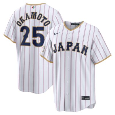 Kazuma Okamoto Japan Baseball 2026 World Baseball Classic White Home Jersey – All Stitched