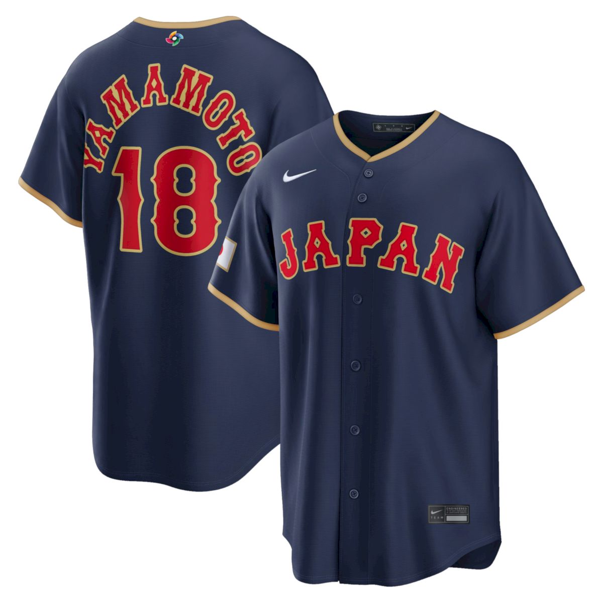 Yoshinobu Yamamoto Japan Baseball 2026 World Baseball Classic Navy Road Jersey – All Stitched