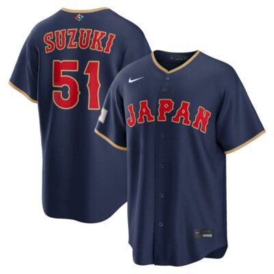 Seiya Suzuki Japan Baseball 2026 World Baseball Classic Navy Road Jersey – All Stitched