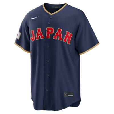Alternative view of Seiya Suzuki Japan Baseball 2026 World Baseball Classic Navy Road Jersey – All Stitched