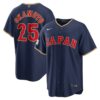 Kazuma Okamoto Japan Baseball 2026 World Baseball Classic Navy Road Jersey – All Stitched