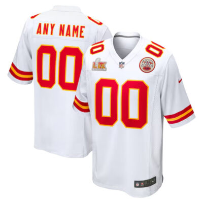 Custom Kansas City Chiefs White SBLIX Game Jersey - All Stitched
