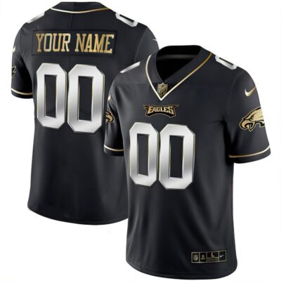 Custom Philadelphia Eagles Black Gold Limited Jersey - All Stitched