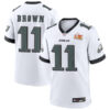 AJ Brown Philadelphia Eagles White SBLIX Game Jersey - All Stitched