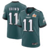 AJ Brown Philadelphia Eagles Midnight Green SBLIX Game Jersey - All Stitched