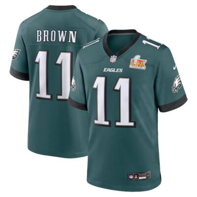 AJ Brown Philadelphia Eagles Midnight Green SBLIX Game Jersey - All Stitched