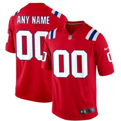 Custom New England Patriots Red Alternate Game Jersey - All Stitched