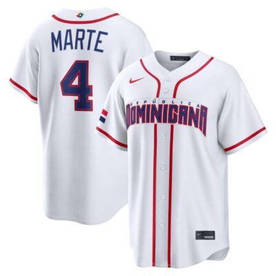 Ketel Marte Dominican Republic Baseball 2026 World Baseball Classic White Home Jersey – All Stitched