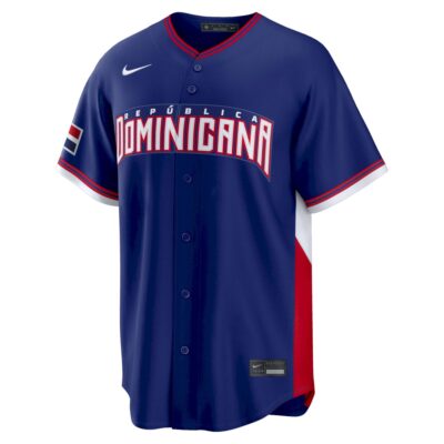 Alternative view of Juan Soto Dominican Republic Baseball 2026 World Baseball Classic Royal Blue Road Jersey – All Stitched