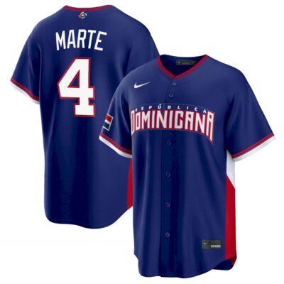 Ketel Marte Dominican Republic Baseball 2026 World Baseball Classic Royal Blue Road Jersey – All Stitched