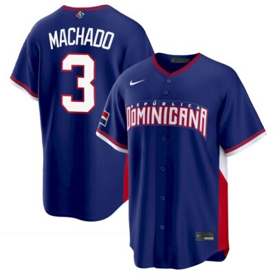 Manny Machado Dominican Republic Baseball 2026 World Baseball Classic Royal Blue Road Jersey – All Stitched
