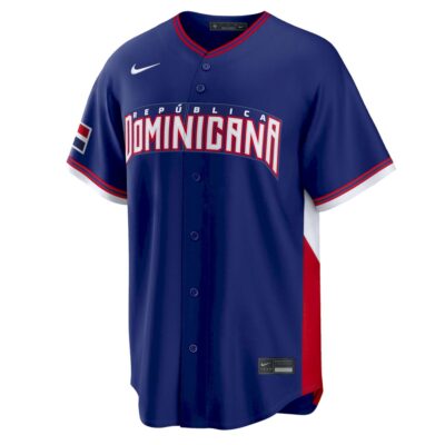 Alternative view of Custom Dominican Republic Baseball 2026 World Baseball Classic Royal Blue Road Jersey – All Stitched