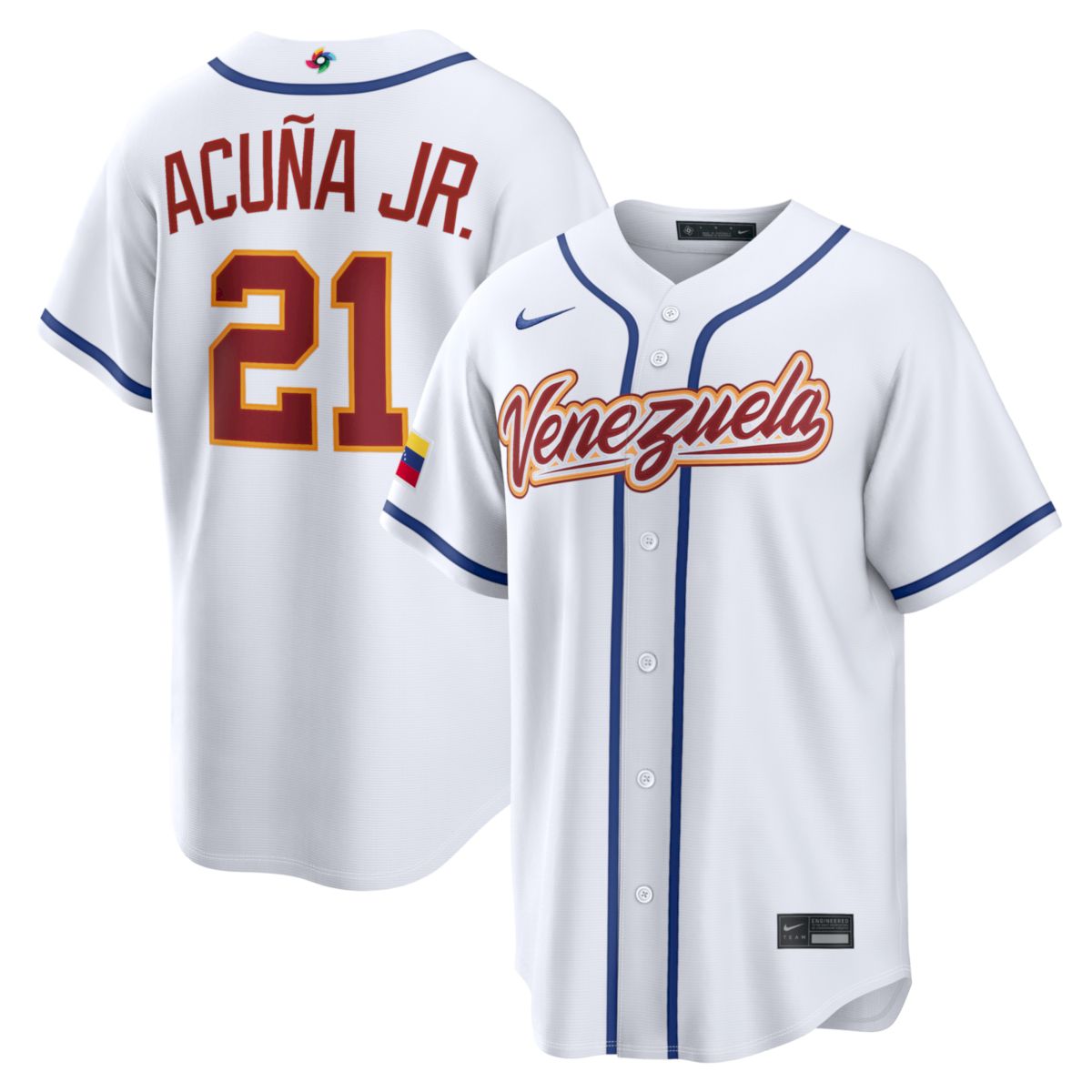 Ronald Acuña Jr. Venezuela Baseball 2026 World Baseball Classic White Home Jersey – All Stitched