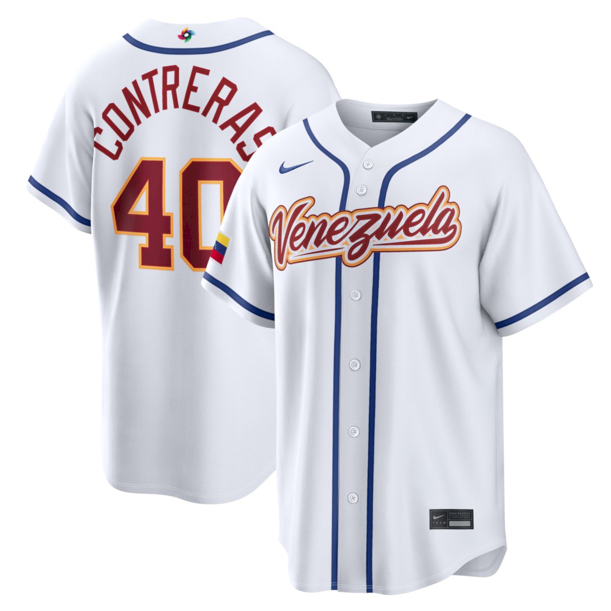 Willson Contreras Venezuela Baseball 2026 World Baseball Classic White Home Jersey – All Stitched