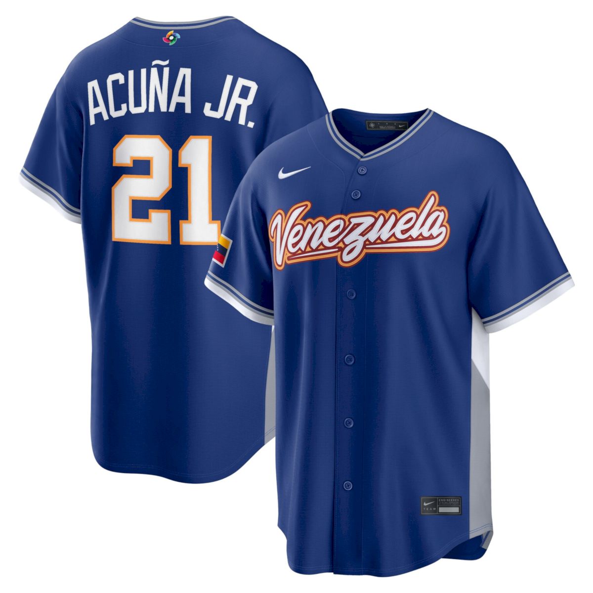Ronald Acuña Jr. Venezuela Baseball 2026 World Baseball Classic Royal Road Jersey – All Stitched