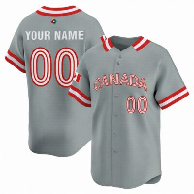 Custom Canada Baseball 2026 World Baseball Classic Grey Limited Jersey – All Stitched