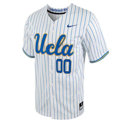 Alternative view of Custom UCLA Bruins Baseball White Pinstripe Alternate Jersey – All Stitched