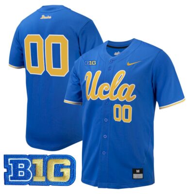 Custom UCLA Bruins Baseball Blue Home Jersey w/ B1G Patch – All Stitched