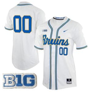 Custom UCLA Bruins Baseball White Away Jersey w/ B1G Patch – All Stitched