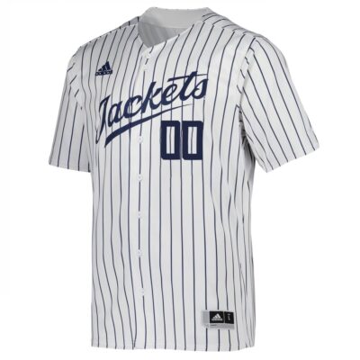 Alternative view of Custom Georgia Tech Yellow Jackets Baseball White Pinstripe Jersey - All Stitched