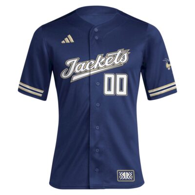 Alternative view of Custom Georgia Tech Yellow Jackets Baseball Navy Reverse Retro Jersey - All Stitched