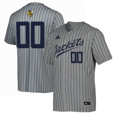 Custom Georgia Tech Yellow Jackets Baseball Grey Pinstripe Jersey - All Stitched