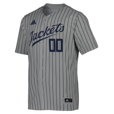 Alternative view of Custom Georgia Tech Yellow Jackets Baseball Grey Pinstripe Jersey - All Stitched